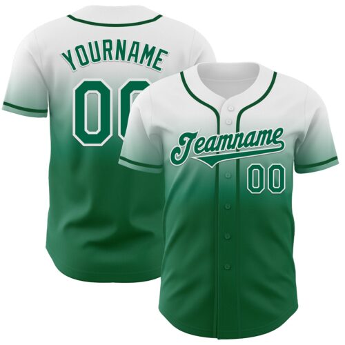 FadeFashion1173 Custom White Kelly Green Authentic Fade Fashion Baseball Jersey