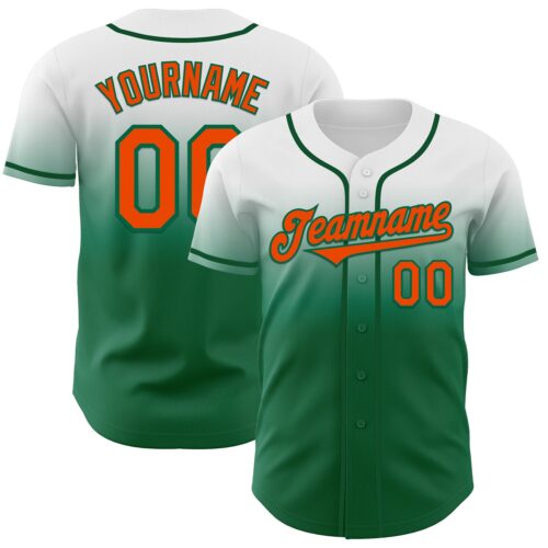 FadeFashion1174 Custom White Orange-Kelly Green Authentic Fade Fashion Baseball Jersey