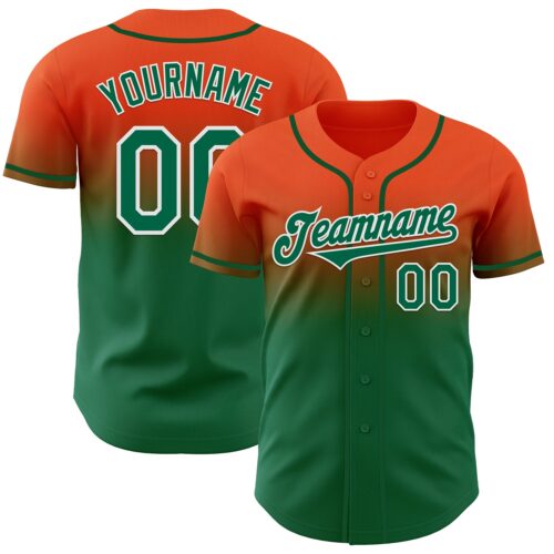 FadeFashion1180 Custom Orange Kelly Green-White Authentic Fade Fashion Baseball Jersey
