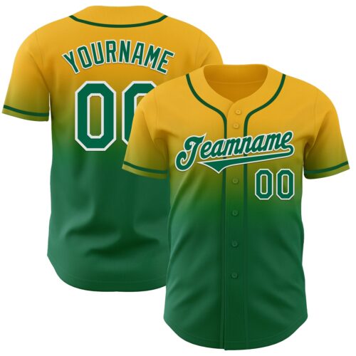 FadeFashion1182 Custom Gold Kelly Green-White Authentic Fade Fashion Baseball Jersey