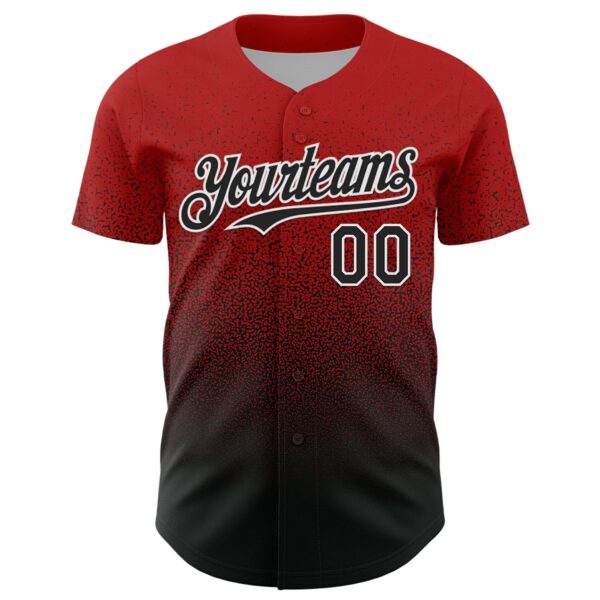 Custom Red Black-White Fade Fashion Speckle Authentic Baseball Jersey