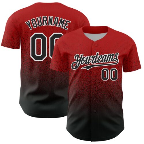 FadeFashion2168 Custom Red Black-White Fade Fashion Speckle Authentic Baseball Jersey