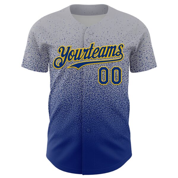 Custom Gray Royal-Gold Fade Fashion Speckle Authentic Baseball Jersey