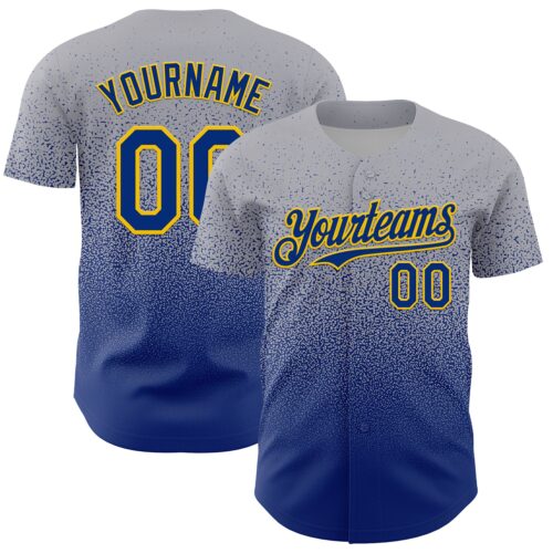 FadeFashion2170 Custom Gray Royal-Gold Fade Fashion Speckle Authentic Baseball Jersey