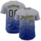 Custom Gray Royal-Gold Fade Fashion Speckle Authentic Baseball Jersey