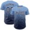 Custom Light Blue Navy-White Fade Fashion Speckle Authentic Baseball Jersey