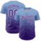 Custom Light Blue Purple-White Fade Fashion Speckle Authentic Baseball Jersey