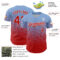 Custom Light Blue Red-White Fade Fashion Speckle Authentic Baseball Jersey