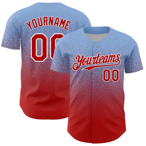 FadeFashion2175 Custom Light Blue Red-White Fade Fashion Speckle Authentic Baseball Jersey