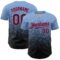 Custom Light Blue Black-Pink Fade Fashion Speckle Authentic Baseball Jersey