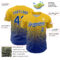 Custom Yellow Royal-White Fade Fashion Speckle Authentic Baseball Jersey