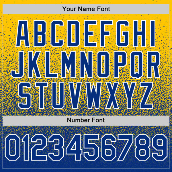 Custom Yellow Royal-White Fade Fashion Speckle Authentic Baseball Jersey