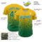 Custom Yellow Kelly Green-White Fade Fashion Speckle Authentic Baseball Jersey