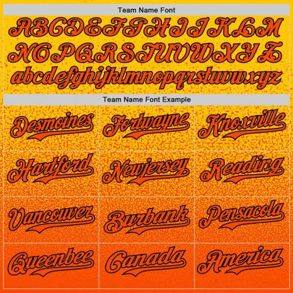 Custom Yellow Orange-Black Fade Fashion Speckle Authentic Baseball Jersey
