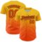 Custom Yellow Orange-Black Fade Fashion Speckle Authentic Baseball Jersey