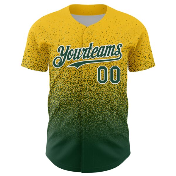 Custom Yellow Green-White Fade Fashion Speckle Authentic Baseball Jersey