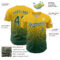 Custom Yellow Green-White Fade Fashion Speckle Authentic Baseball Jersey