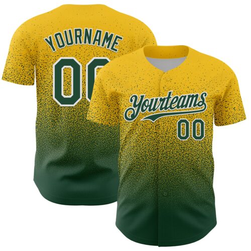 FadeFashion2180 Custom Yellow Green-White Fade Fashion Speckle Authentic Baseball Jersey