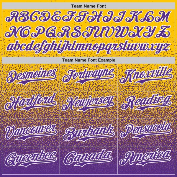 Custom Yellow Purple-White Fade Fashion Speckle Authentic Baseball Jersey