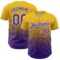 Custom Yellow Purple-White Fade Fashion Speckle Authentic Baseball Jersey