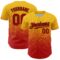 Custom Yellow Red-Black Fade Fashion Speckle Authentic Baseball Jersey