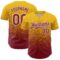 Custom Yellow Crimson-White Fade Fashion Speckle Authentic Baseball Jersey