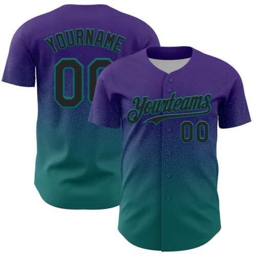 FadeFashion2185 Custom Purple Black-Teal Fade Fashion Speckle Authentic Baseball Jersey