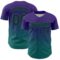Custom Purple Black-Teal Fade Fashion Speckle Authentic Baseball Jersey