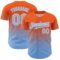 Custom Orange Light Blue-White Fade Fashion Speckle Authentic Baseball Jersey