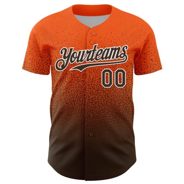 Custom Orange Brown-White Fade Fashion Speckle Authentic Baseball Jersey