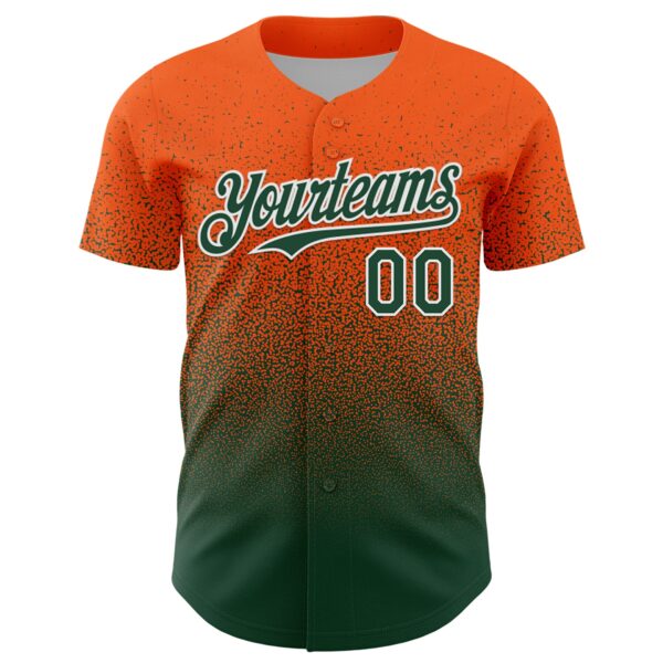 Custom Orange Green-White Fade Fashion Speckle Authentic Baseball Jersey