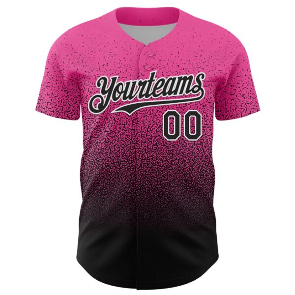 Custom Pink Black-White Fade Fashion Speckle Authentic Baseball Jersey