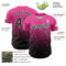 Custom Pink Black-White Fade Fashion Speckle Authentic Baseball Jersey