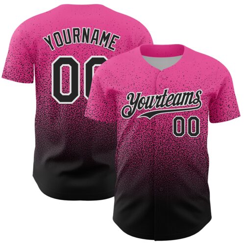 FadeFashion2190 Custom Pink Black-White Fade Fashion Speckle Authentic Baseball Jersey