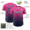 Custom Pink Navy-White Fade Fashion Speckle Authentic Baseball Jersey