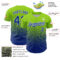 Custom Neon Green Royal-White Fade Fashion Speckle Authentic Baseball Jersey