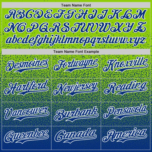 Custom Neon Green Royal-White Fade Fashion Speckle Authentic Baseball Jersey