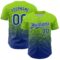 Custom Neon Green Royal-White Fade Fashion Speckle Authentic Baseball Jersey