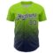 Custom Neon Green Navy-White Fade Fashion Speckle Authentic Baseball Jersey