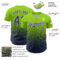 Custom Neon Green Navy-White Fade Fashion Speckle Authentic Baseball Jersey