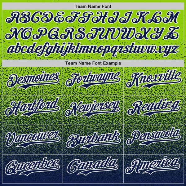 Custom Neon Green Navy-White Fade Fashion Speckle Authentic Baseball Jersey