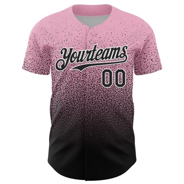 Custom Light Pink Black-White Fade Fashion Speckle Authentic Baseball Jersey