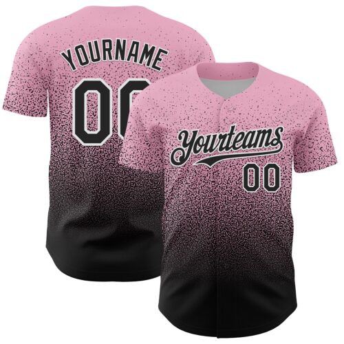FadeFashion2195 Custom Light Pink Black-White Fade Fashion Speckle Authentic Baseball Jersey