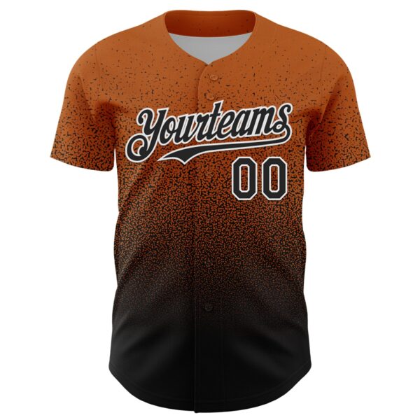 Custom Bay Orange Black-White Fade Fashion Speckle Authentic Baseball Jersey