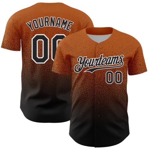FadeFashion2196 Custom Bay Orange Black-White Fade Fashion Speckle Authentic Baseball Jersey