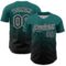 Custom Teal Black-White Fade Fashion Speckle Authentic Baseball Jersey