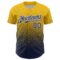 Custom Yellow Navy-White Fade Fashion Speckle Authentic Baseball Jersey