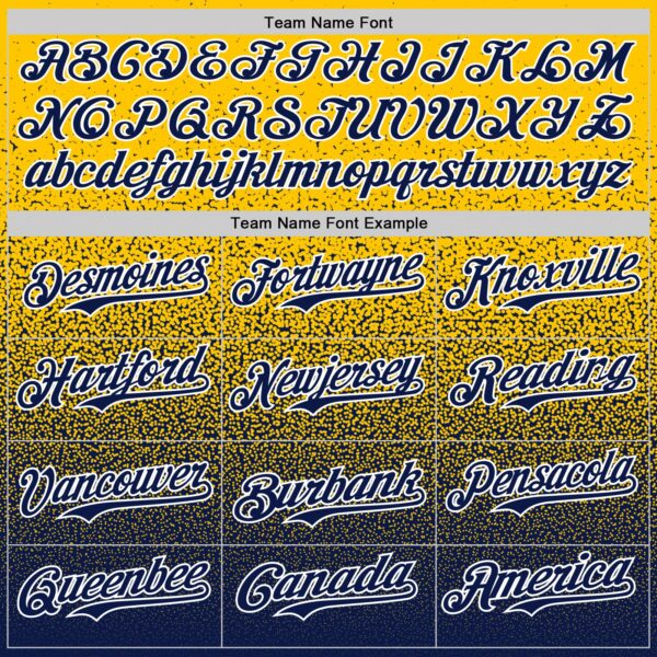 Custom Yellow Navy-White Fade Fashion Speckle Authentic Baseball Jersey