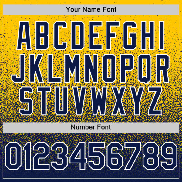 Custom Yellow Navy-White Fade Fashion Speckle Authentic Baseball Jersey