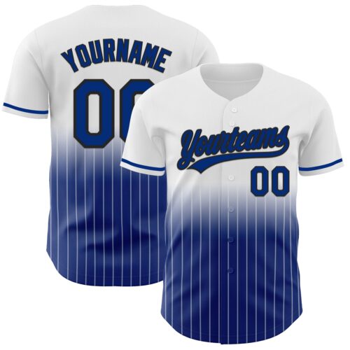 FadeFashion2199 Custom White Pinstripe Royal-Black Authentic Fade Fashion Baseball Jersey